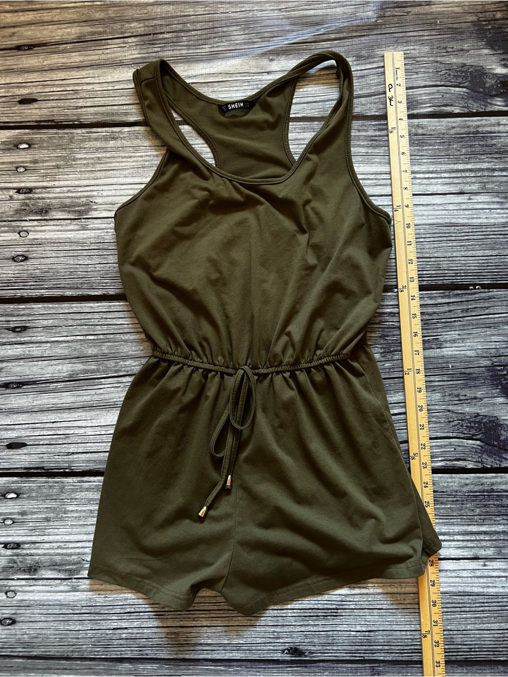SHEIN Olive Green Sleeveless Knit Romper